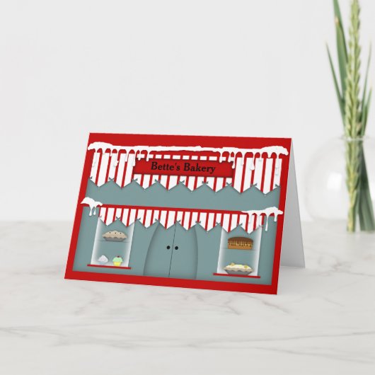 タウンベーカリー名前をカスタムするクリスマスカード シーズンカード (正面)
