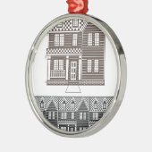 タウンホームのベクトルのタウンハウスの列 メタルオーナメント (左)