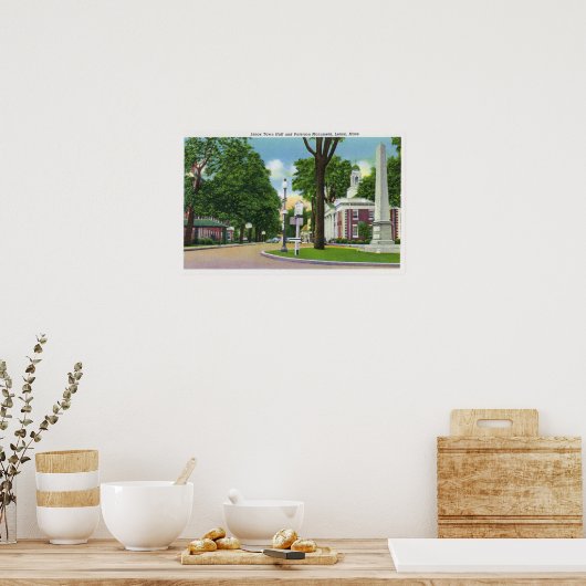 タウンホールとパターソン記念碑の眺め ポスター (キッチン)