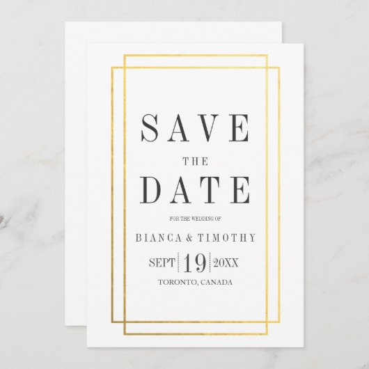 タウンホールタイポグラフィ日付を保存 セーブザデート (正面/裏面)