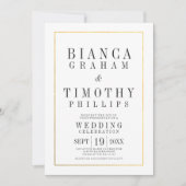 タウンホール結婚タイポグラフィお祝い招待状 招待状 (正面)