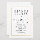 タウンホール結婚タイポグラフィお祝い招待状 招待状 (正面/裏面)