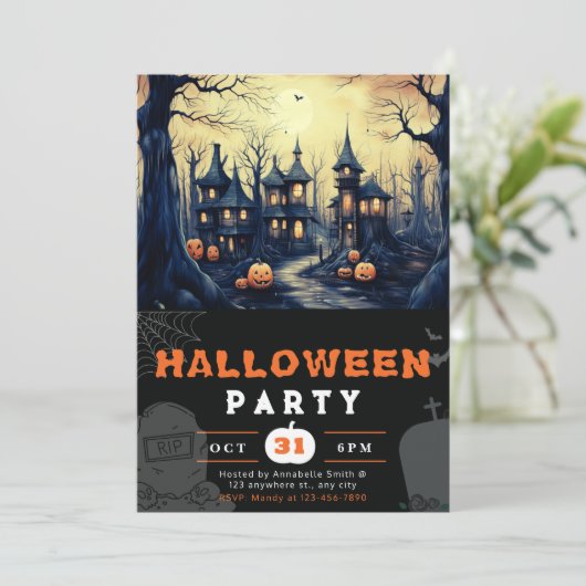 タウン不気味ハウズ幽霊のよく出るパンプキンスハロウィーン 招待状 (スタンド正面)