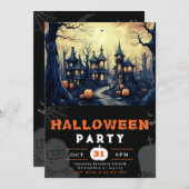 タウン不気味ハウズ幽霊のよく出るパンプキンスハロウィーン 招待状 (正面/裏面)
