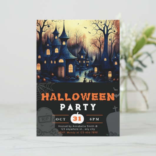 タウン不気味ハウズ幽霊のよく出るパンプキンスハロウィーン 招待状 (スタンド正面)