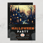 タウン不気味ハウズ幽霊のよく出るパンプキンスハロウィーン 招待状 (正面/裏面)