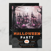 タウン不気味ハウズ幽霊のよく出るパンプキンスハロウィーン 招待状 (正面/裏面)