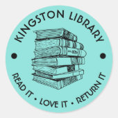 タウン図書館 読んで 愛して 返却 Customize ラウンドシール (正面)