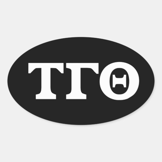 タウGammaシータ楕円ステッカー – 黒の上に白 楕円形シール (正面)