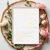 タエレガントウペアンパ結婚サンド金ゴールド 箔招待状