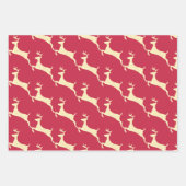 タエレガントーペクリームレッドトナカイの雪片 ラッピングペーパーシート (正面)