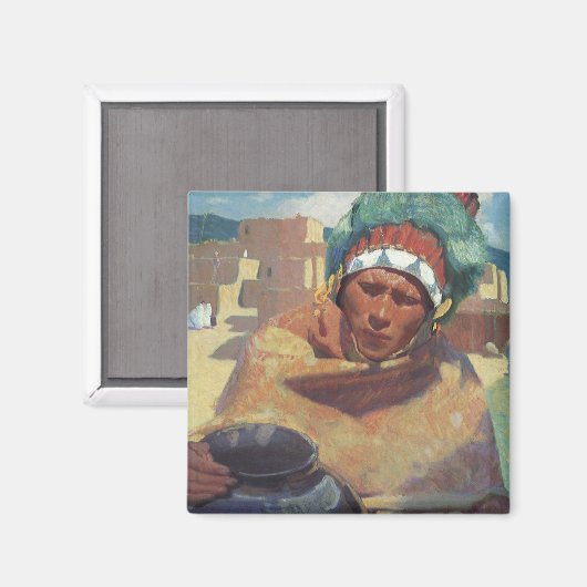 タオスインディアンホールディングザウォータージャグバイブルーメンシェイン マグネット (正面/裏面)