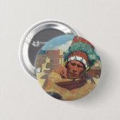 タオスインディアンホールディングザウォータージャグバイブルーメンシェイン 缶バッジ (正面&裏面)