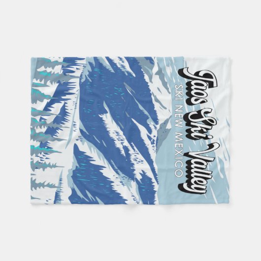 タオススキーバレースキーエリアウィンターニューメキシコヴィンテージ フリースブランケット (正面(横))