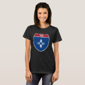 タオスニューメキシコ地図ハイウェイ州間標識スベン Tシャツ (正面フル)
