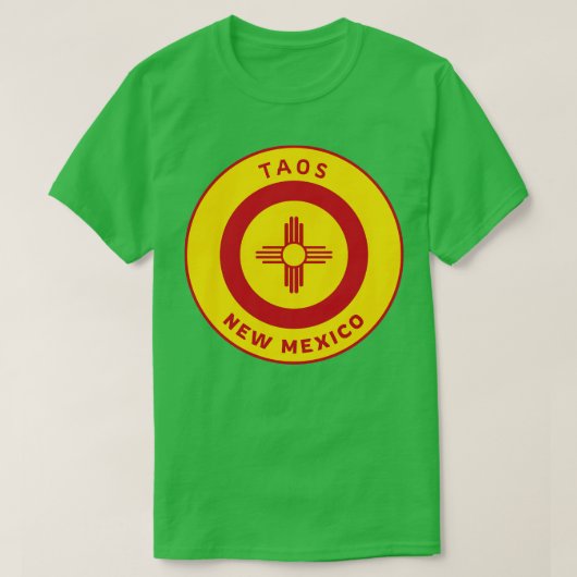 タオスニューメキシコZia国旗Bulleseye Tシャツ (デザイン正面)