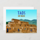 タオスプエブロスニューメキシコヴィンテージフラットカード (正面/裏面)