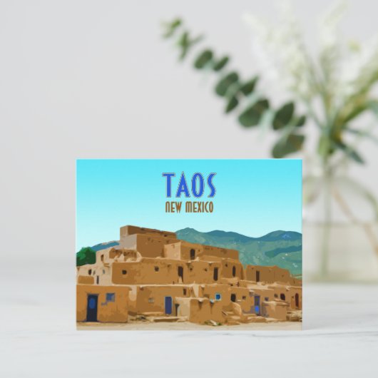 タオスプエブロスニューメキシコヴィンテージ ポストカード (スタンド正面)