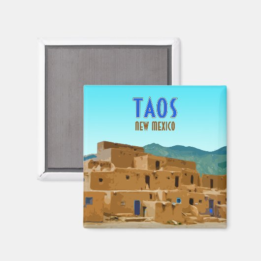 タオスプエブロスニューメキシコヴィンテージ マグネット (正面/裏面)