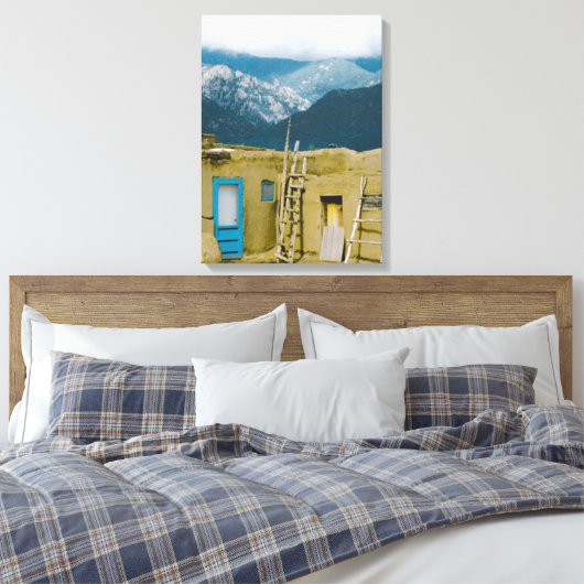 タオスプエブロニューメキシコサングレデクリストマウンテンズ キャンバスプリント (インサイチュ (寝室))