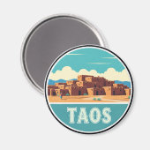 タオスプエブロニューメキシコ水彩画 マグネット (正面/裏面)