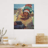 タオス先住民アメリカインディアンポートレート ポスター (キッチン)