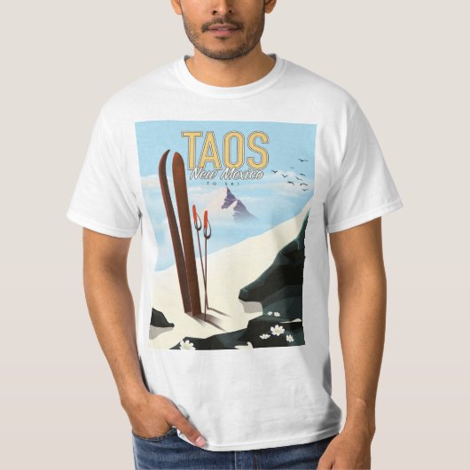 タオス ニューメキシコ スキーポスター Tシャツ (正面)