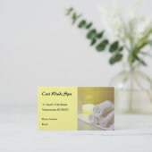 タオルおよび蝋燭が付いているスパの写真 予約カード (スタンド正面)