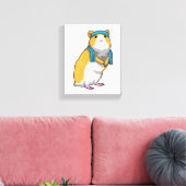 タオルでフィットネスするハムスター キャンバスプリント (インサイチュ (リビング))