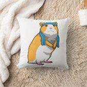 タオルでフィットネスするハムスター クッション (ブランケット)