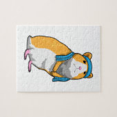 タオルでフィットネスするハムスター ジグソーパズル (横)