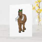 タオルでランナーとして馬 カード (黄色い花)