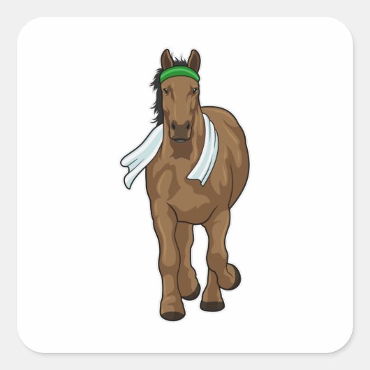 タオルでランナーとして馬 スクエアシール (正面)
