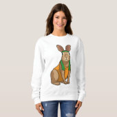 タオルでランナーのウサギ スウェットシャツ (正面フル)