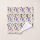 タオルで猫の魚サボテンをセット バスタオルセット (ウォッシュタオル)