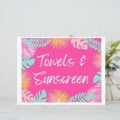 タオルと日焼け止めサイン |プールパーティーシンボルや象徴 (スタンド正面)