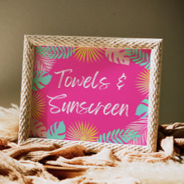 タオルと日焼け止めサイン |プールパーティーシンボルや象徴