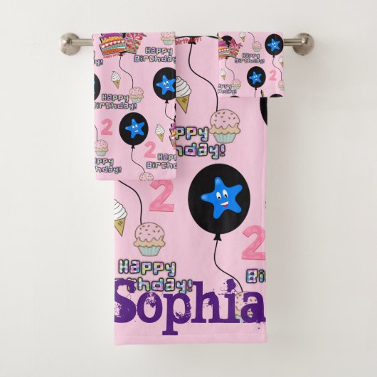タオルのセット#2ndお誕生日ピンク バスタオルセット (インサイチュ)