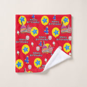 タオルのセット#4幸せ4歳の誕生日レッド バスタオルセット (ウォッシュタオル)