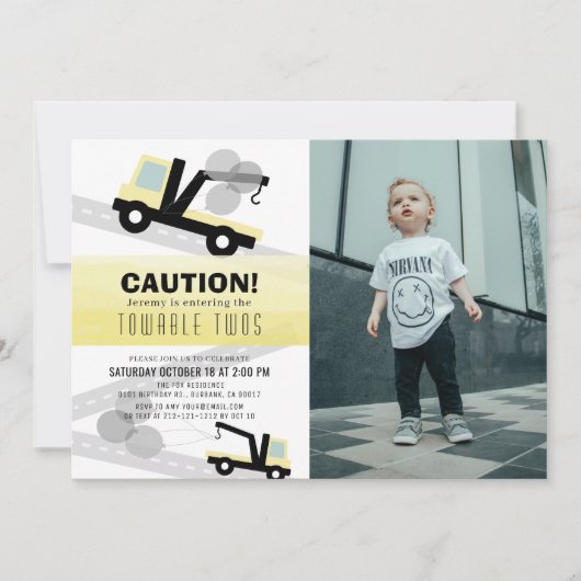 タオルのトープ難破船2回目の誕生日 招待状 (正面)