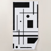 タオルの黒い幾何形状ビーチ ビーチタオル (正面)