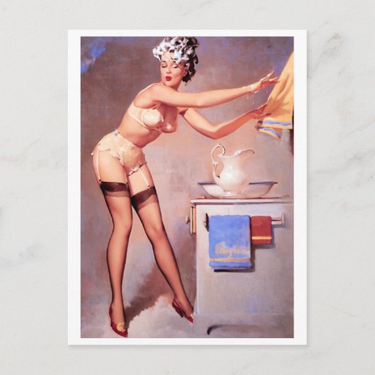 タオルをピン留めする ポストカード (正面)