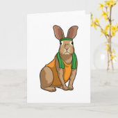 タオルを持ったランナーとしてのウサギ カード (黄色い花)