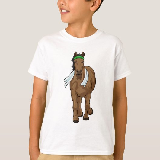 タオルを持ったランナーとしての馬 Tシャツ (正面)