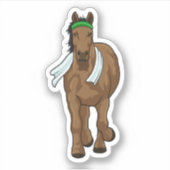タオルを持ったランナーの馬 シール (正面)