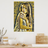 タオルを着た女性の抽象芸術 ポスター (キッチン)