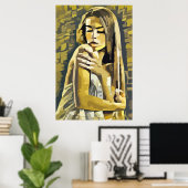 タオルを着た女性の抽象芸術 ポスター (ホームオフィス)