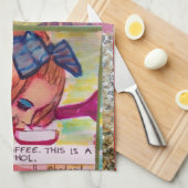 タオルコーヒーを飲む キッチンタオル (四つ折り)