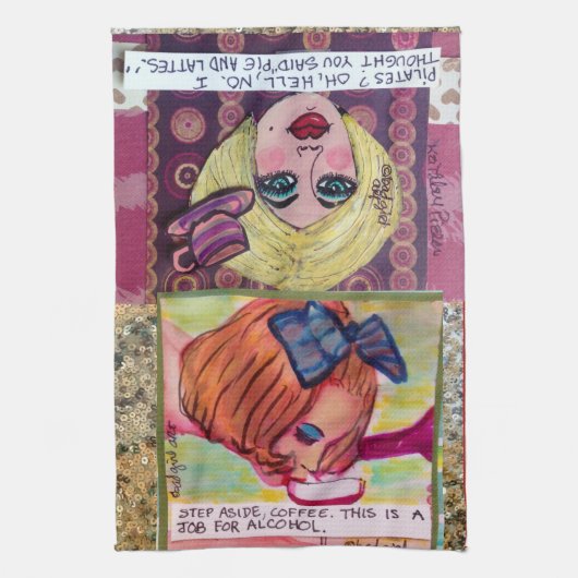 タオルコーヒーを飲む キッチンタオル (縦)