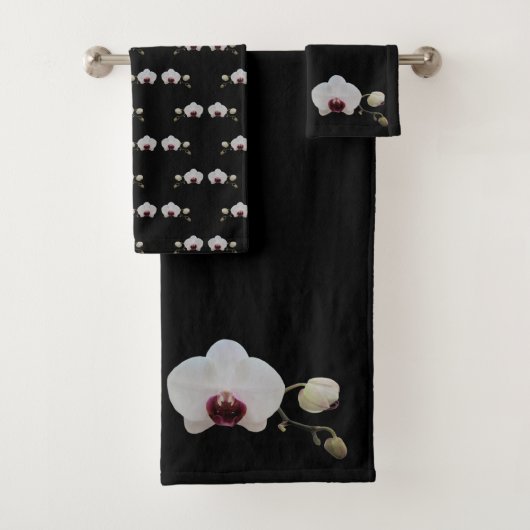 タオルセット – ルビーの口紅の白い蘭 (インサイチュ)